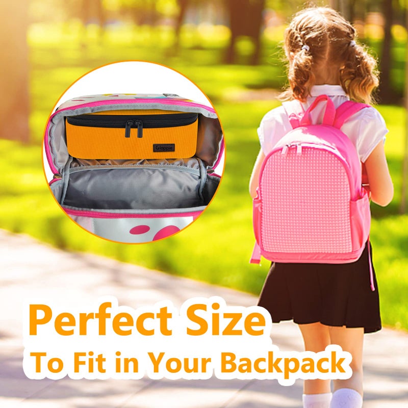 Gloppie Mini Lunch Box Small Lunch Bag for Children Insulated Lunch Bag for Kids LunchBox Thermal Lunch Boxes Reusable Sandwich Bags Snack Box  Orange - Image 5